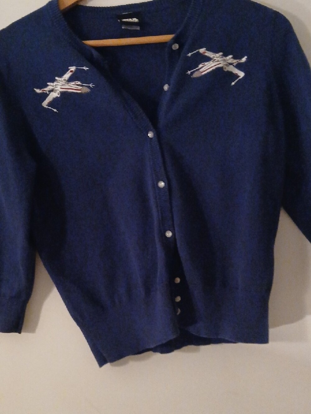 STAR WARS  Her Universe Navy X-Wing Embroidered Cardigan Sweater Size S/M